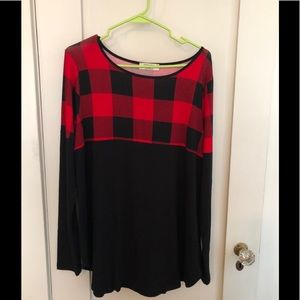 Zenana Black and Red Buffalo Check shirt